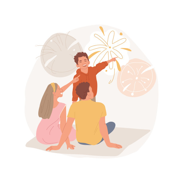 烟花孤立的卡通矢量插图图片下载