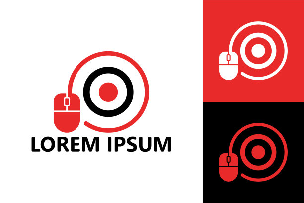 鼠标电脑工作目标标志模板设计矢量图片下载