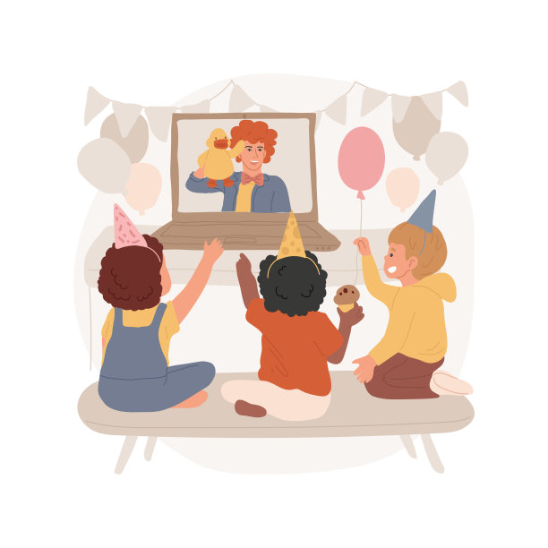 虚拟派对孤立卡通矢量插图图片下载