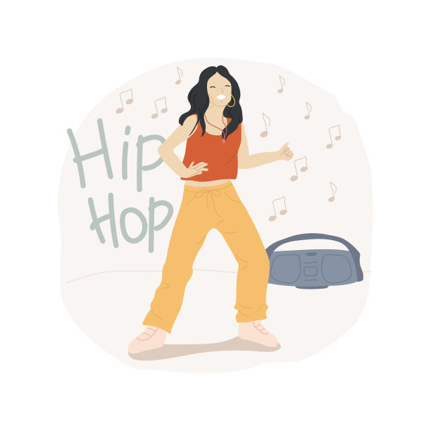 嘻哈文化孤立的卡通矢量插图。图片下载