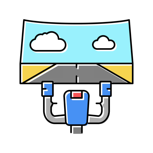 逼真的模拟器在教育机飞行学校彩色图标矢量插图图片下载