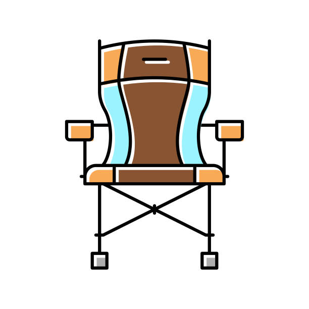便携式狩猎椅子颜色图标矢量插图图片下载