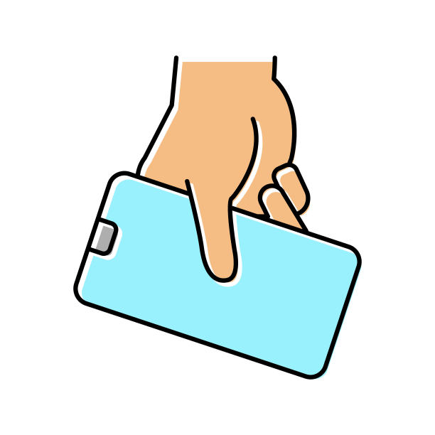 手持手机彩色图标矢量插图图片下载