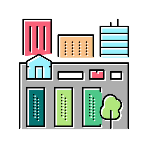 植物花园在城市颜色图标矢量插图图片下载