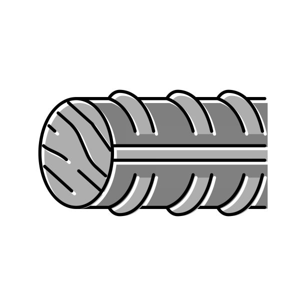 玄武岩钢筋彩色图标矢量插图图片下载