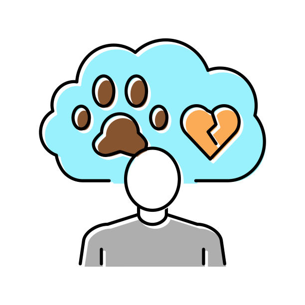 童年创伤宠物葬礼颜色图标矢量插图图片下载