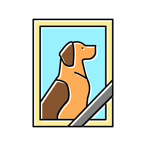 死狗宠物照片彩色图标矢量插图图片下载