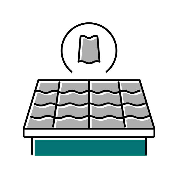 石板屋顶颜色图标矢量插图图片下载