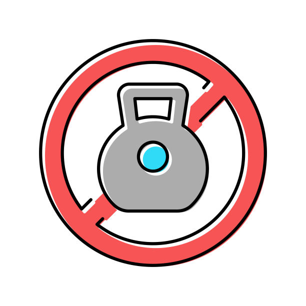 重量禁止标志安全儿童颜色图标矢量插图图片下载