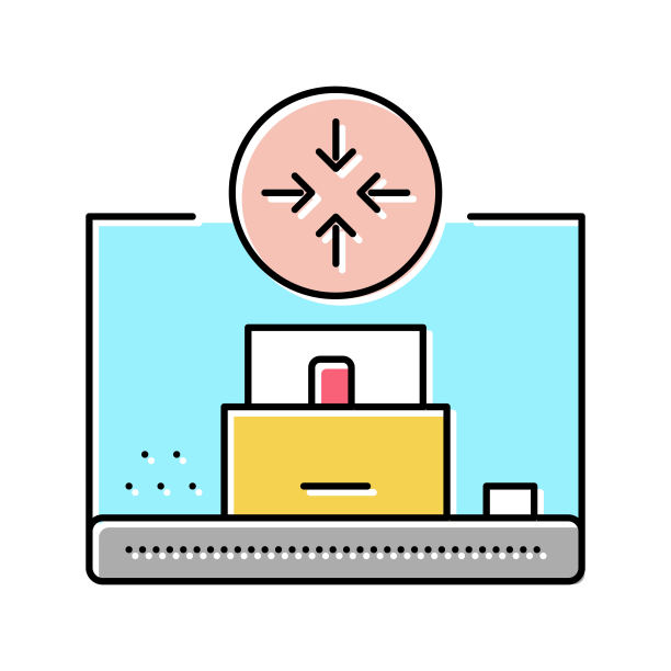 压缩制药生产彩色图标矢量插图图片下载