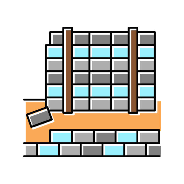 铺装板混凝土颜色图标矢量插图图片下载