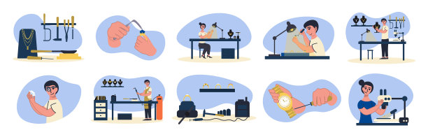 彩色扁珠宝修复图标集图片下载