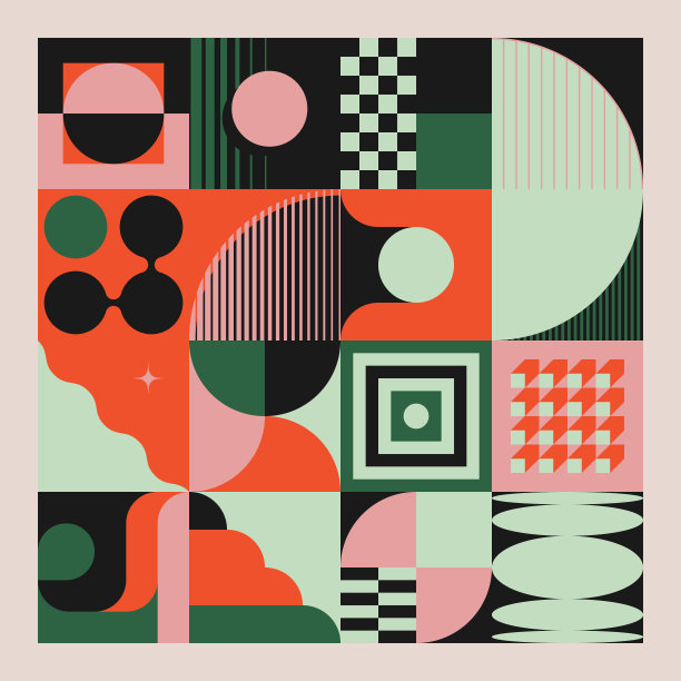 受抽象现代主义美学设计启发的新地理图案矢量图形图片下载