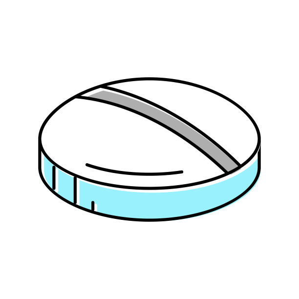 片剂药物制药生产彩色图标矢量插图图片下载