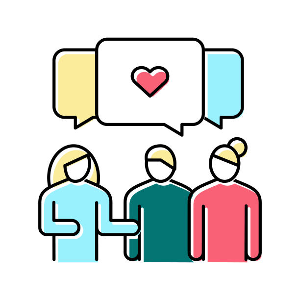 会见女朋友休闲颜色图标矢量插图图片下载