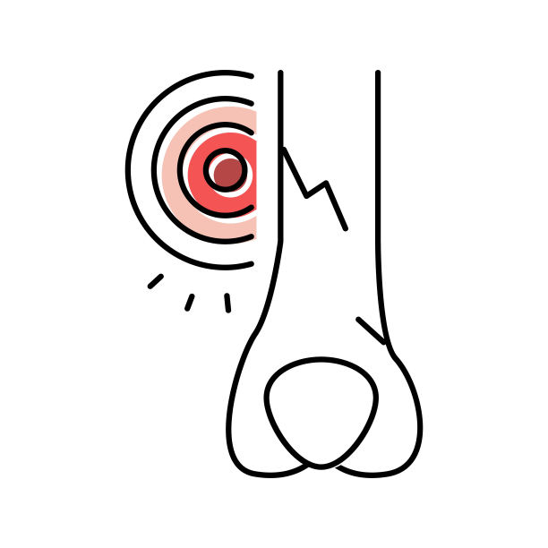 裂纹骨疾病颜色图标矢量插图图片下载