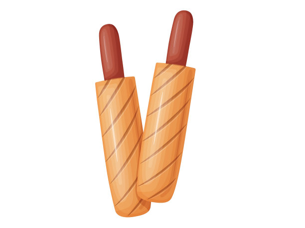 法国的热狗。插图快餐在卡通风格。面包里的香肠。图片下载