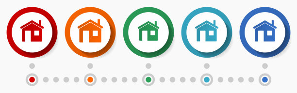 房子，家庭概念矢量图标集，平面设计彩色按钮，信息图形模板在5种颜色的选项图片下载