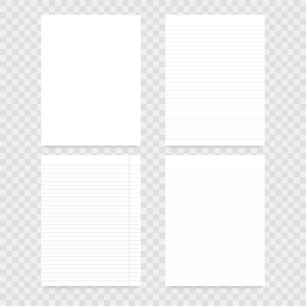 一套有线条和网格的笔记本纸。向量图片下载