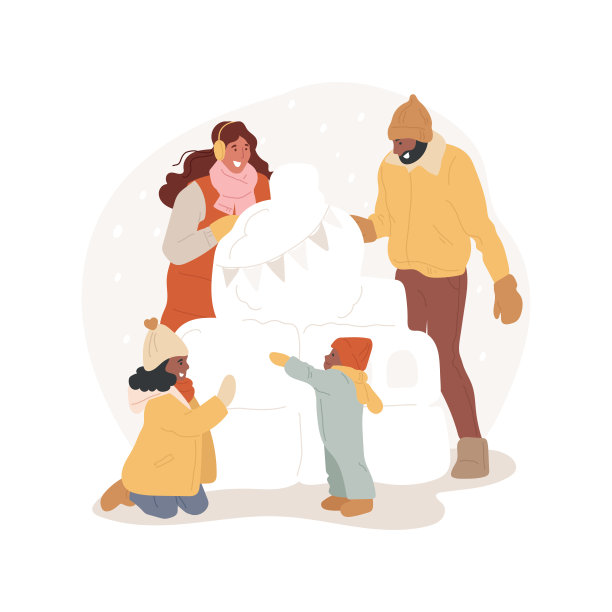 雪雕孤立卡通矢量插图图片下载