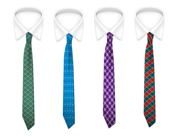 一套现实的白衬衫与领带孤立或正式穿办公室的员工或经典的白衬衫领带的男人。每股收益向量图片下载