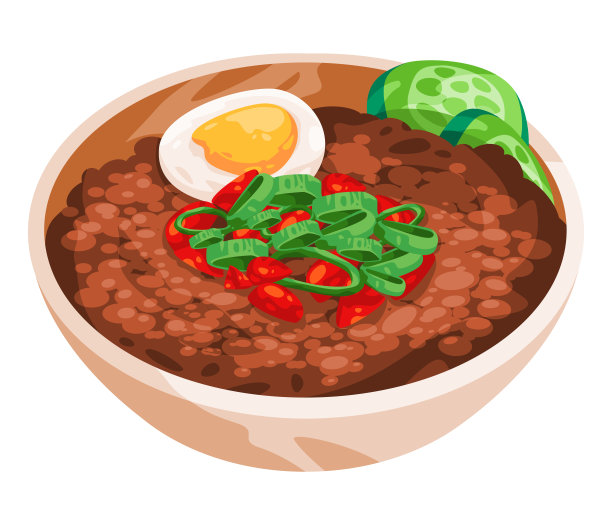 中东阿拉伯传统煮蚕豆插画图片下载