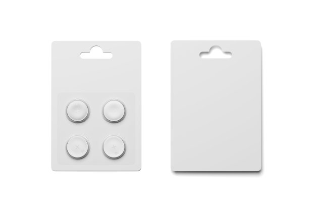 空白锂电池CR2032电池组模型孤立，3d渲染图。图片下载