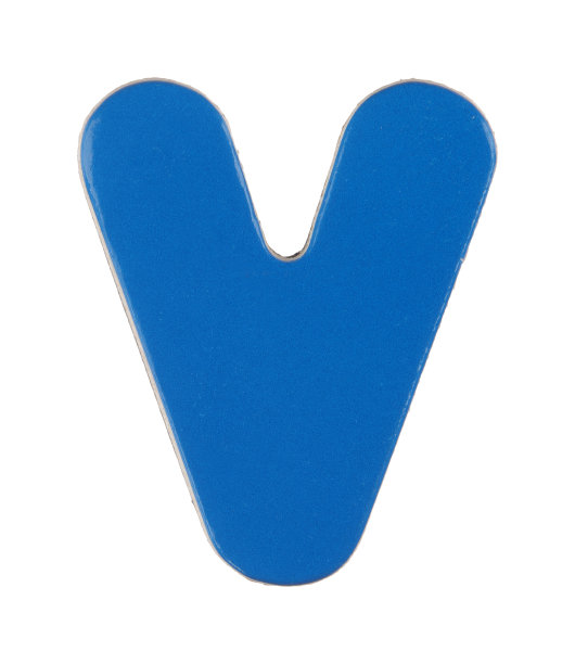 带有剪切路径的白色小写v磁性字母图片下载