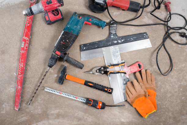 施工工具集，改造时混凝土地板的施工平面布置图，房屋施工，模板，样板图片下载