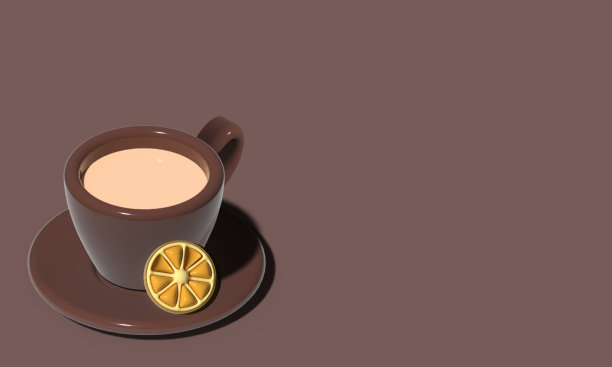 3d渲染热茶。杯子上的茶的3d渲染。逼真的3d玻璃茶杯图片下载