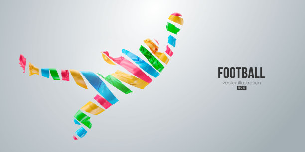 抽象轮廓的一个NFL美国足球运动员在行动孤立的白色背景。矢量图图片下载