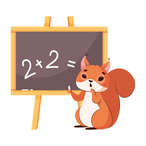 在黑板上做算术的沉思的松鼠图片下载