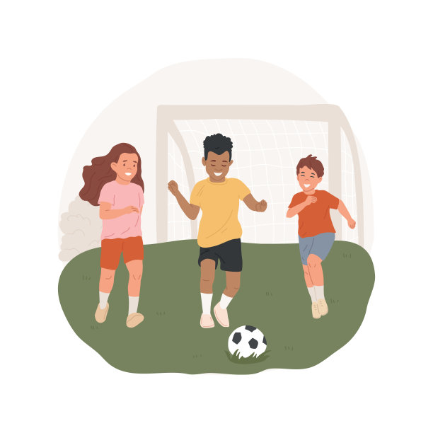足球营地孤立的卡通矢量插图。图片下载