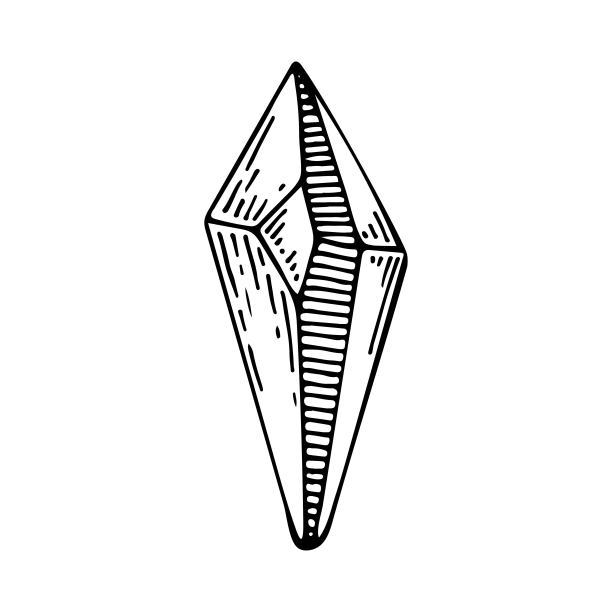 水晶线。象征着良好能量的魔法符号。女巫的工具。不同层面的水晶石。珠宝矿物。神秘的石头。手绘矢量涂鸦插图。简单的轮廓元素图片下载