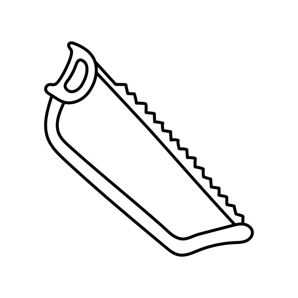 手锯草图。施工工具。黑色矢量仪器插图图片下载