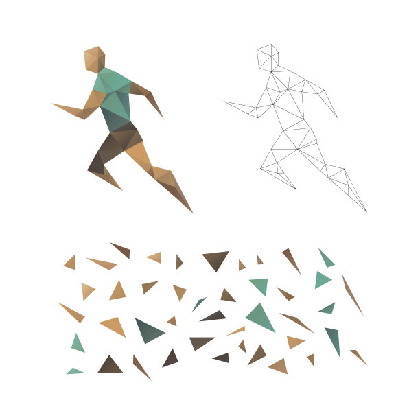 多边形拼图游戏：奔跑的运动员，智力开发，创意解压活动图片下载