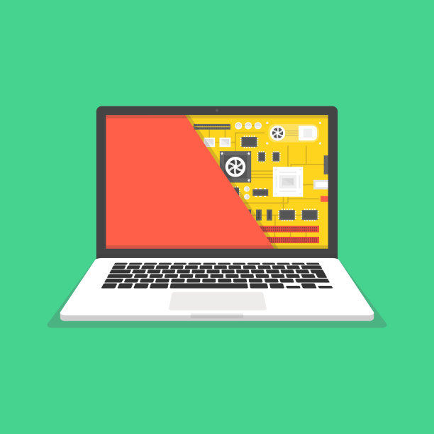 笔记本电脑维修，电脑服务。主板的屏幕部分。矢量插图。图片下载