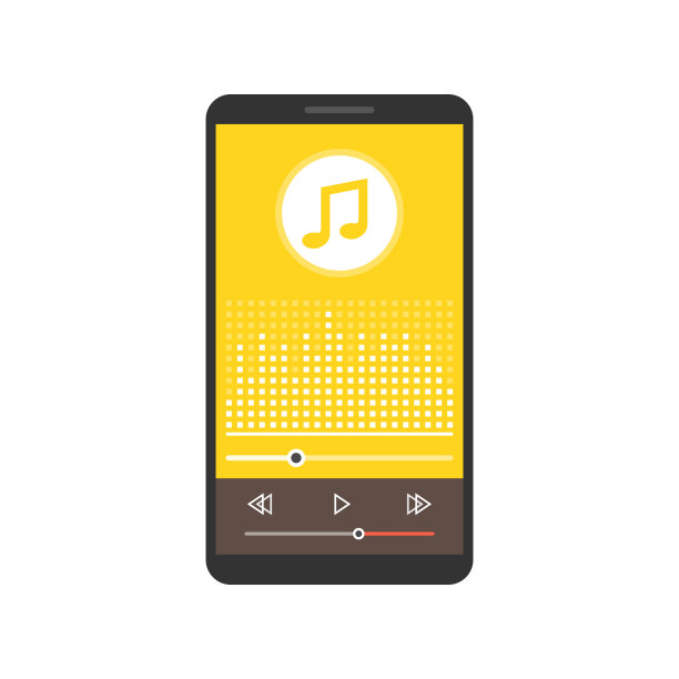 屏幕上有音乐播放器应用的智能手机。矢量插图。图片下载