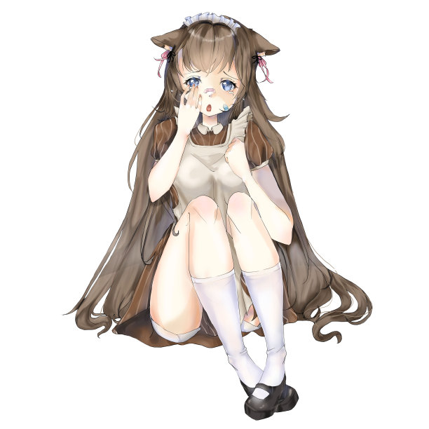 可爱的时尚动漫女孩。数码插图图片下载