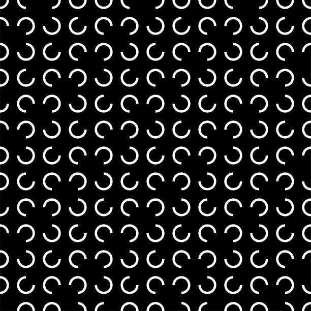 矢量插图。几何无缝模式。等高圆和半圆的形式，一个菱形。斑点黑白背景。简单的抽象背景与圆点。图片下载