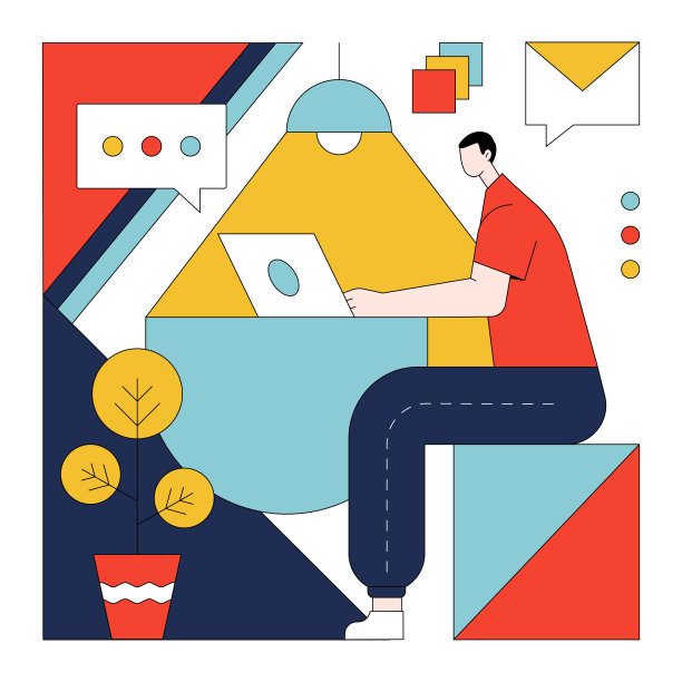 在家工作平面风格插图图片下载