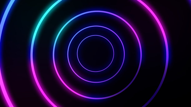 极简主义未来发光几何圆背景。时尚的圆形霓虹灯背景。图片下载