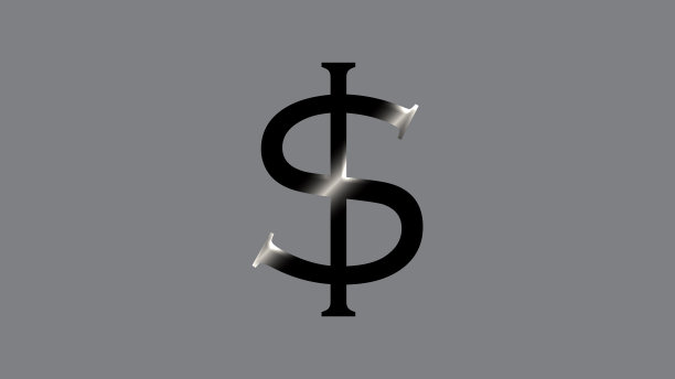 美国货币符号美元孤立。闪亮的金属美元符号被孤立。图片下载