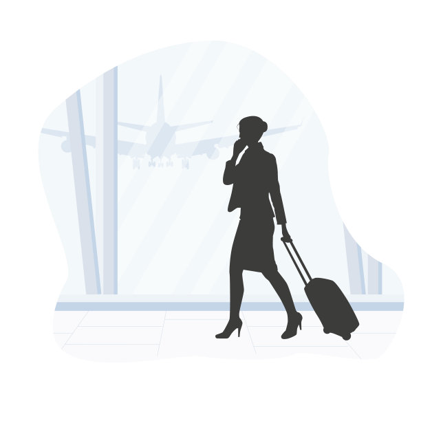 美丽的金发女商人使用智能手机检查她的航班或在机场在线登记，与行李图片下载