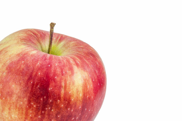 白色背景上的红苹果，特写镜头。有机水果、健康饮食、饮食、生活方式理念。大苹果的品牌，日历，明信片，壁纸，海报，横幅，封面，网站的背面图片下载