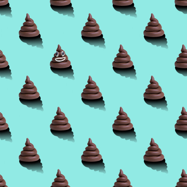 蓝色背景上的棕色便便。无缝模式。图片下载