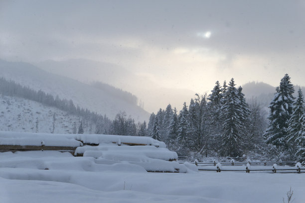 山区的冬季景观。图片下载