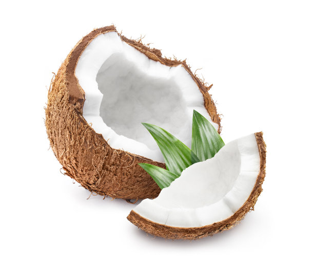 美味的椰子在白色上图片下载