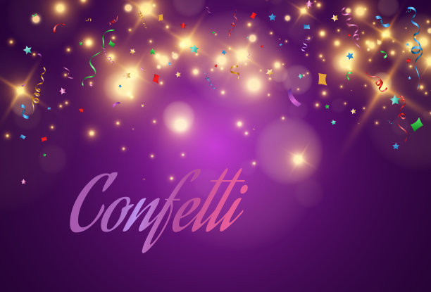 在透明的背景上落下的五彩纸屑的矢量插图。图片下载