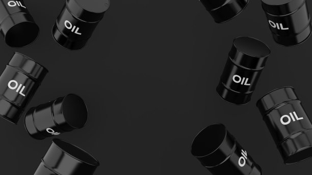 黑色背景上的油罐，油价影响旅游和运输金融业务。商业能源成本，3d渲染图片下载